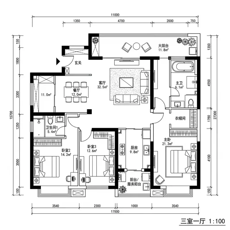 The original floor-plan drawing before rendering