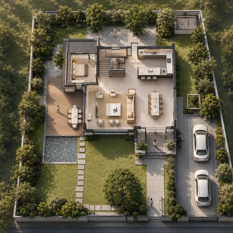 The AI-generated architectural rendering